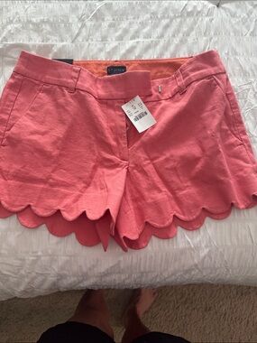 J. Crew Pink Scalloped Hem High Waist Shorts